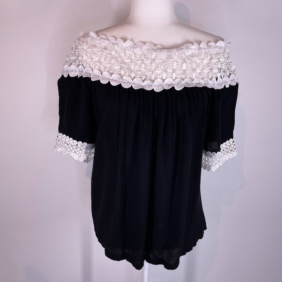 INC International Concept Black & White Blouse size M - Picture 1 of 4
